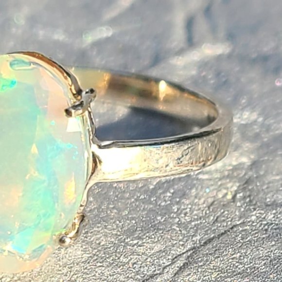 COPY-Ethiopian Opal Ring Size 7 Sterling Silver-Opal Jewelry-Opal Stone-Birth… - Picture 7 of 10